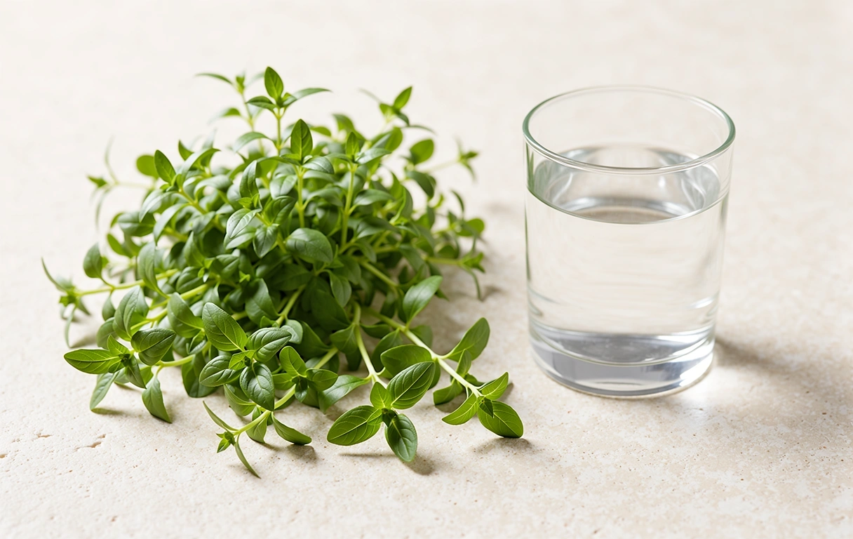 Frische Kräuter und Wasser